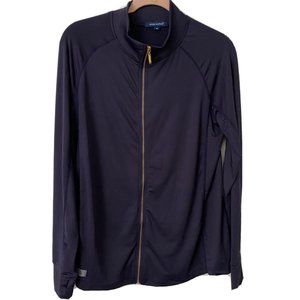 Womens SIMPLY SOUTHERN Nylon Stretch Jacket Full Zip Size Small Navy Blue‎ Gold
